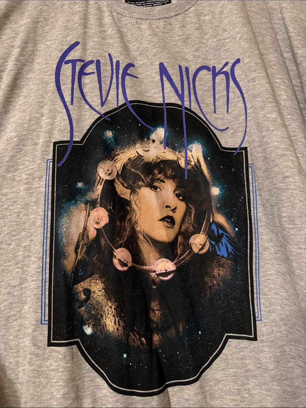 Stevie Nicks Graphic Crewneck Sweatshirt - Gray with Purple Print